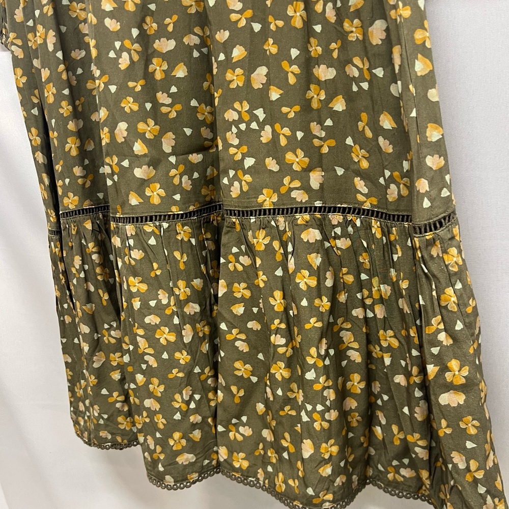 Anthro Lost + Wander Floral Maxi Dress Smocked Cottagecore Green Medium New - Picture 5 of 7